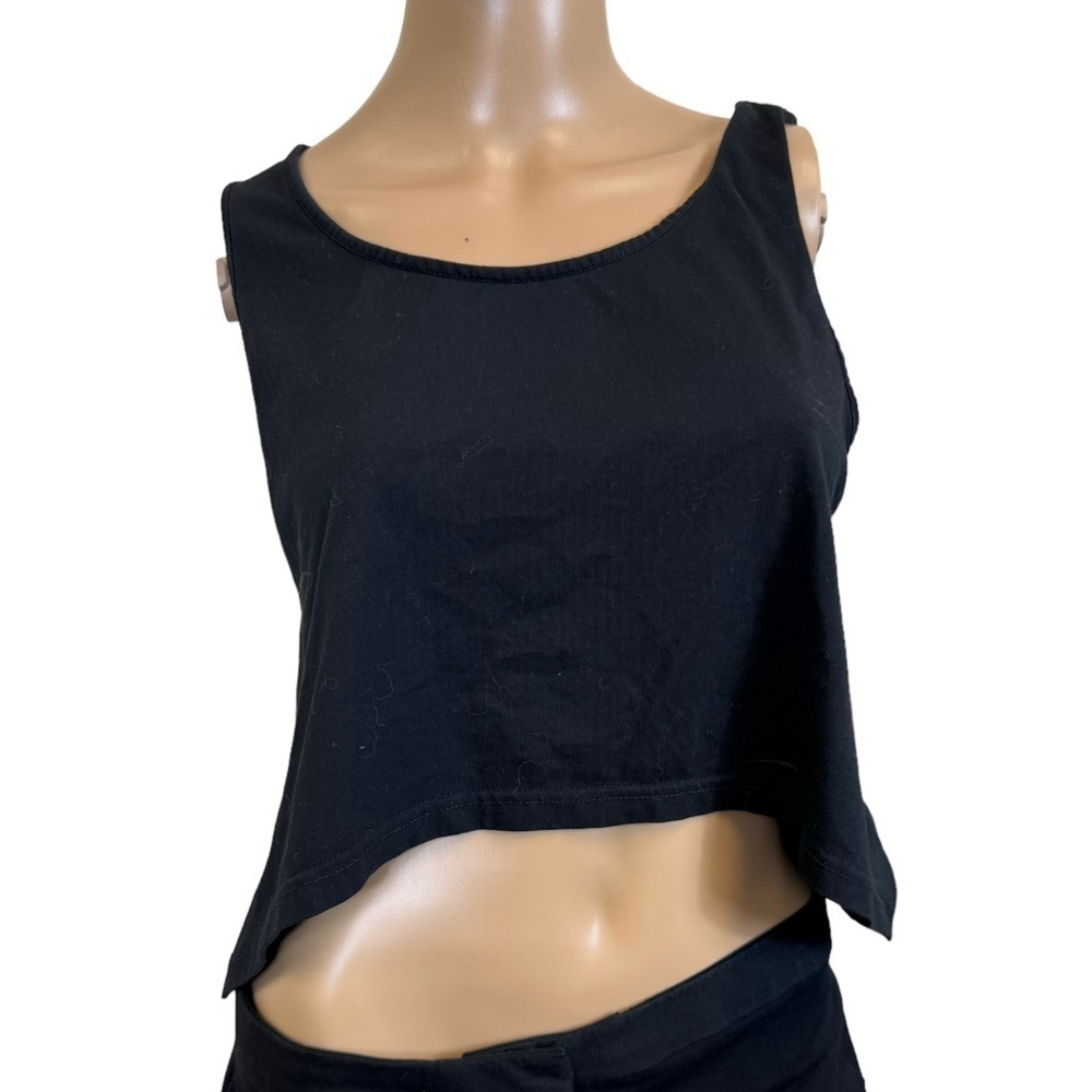 May & Maya Black Crop Top with Heart Shape Opening - Size Small